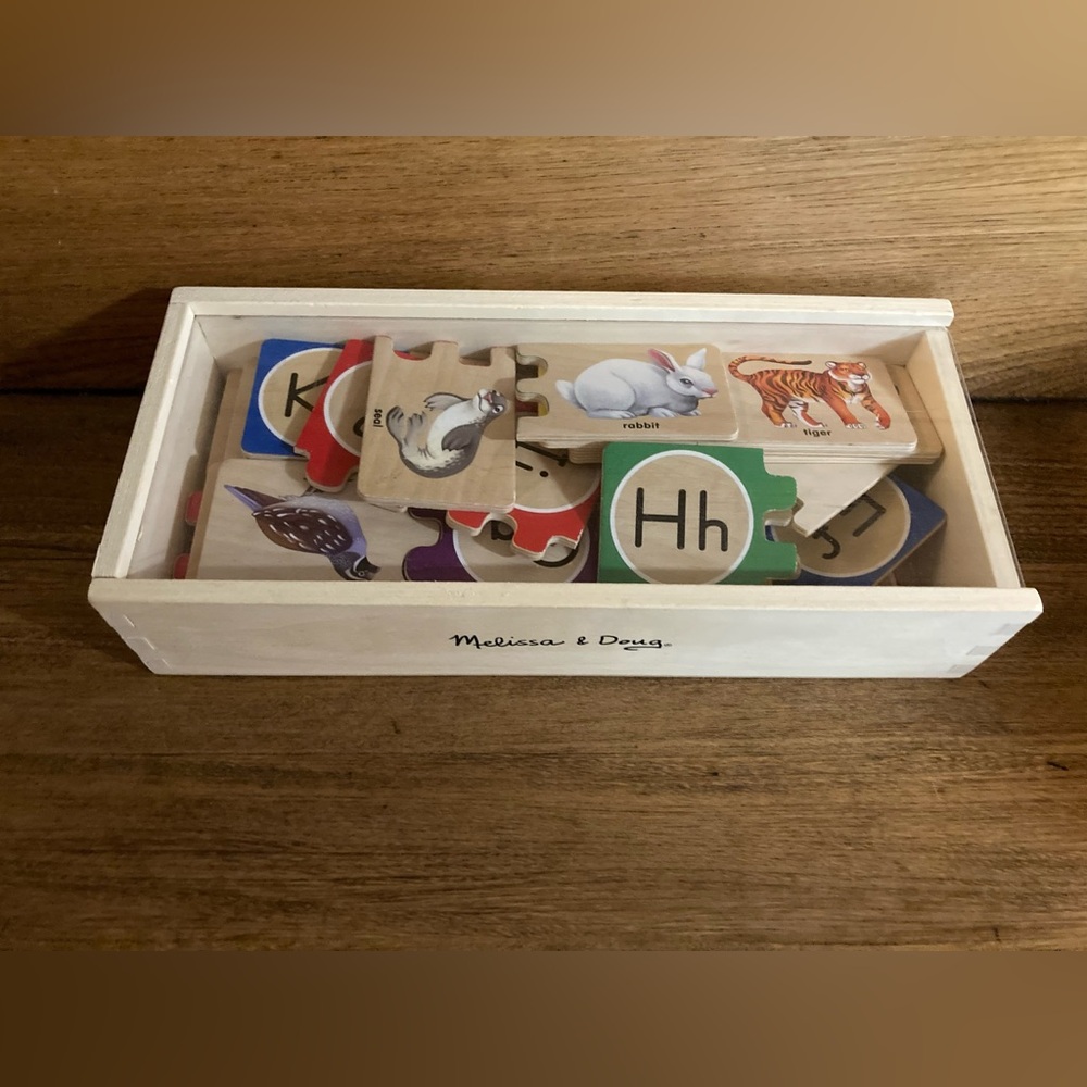 Melissa and Doug Self Correcting Alphabet Letter Puzzle *wooden pieces and box* - Picture 3 of 6